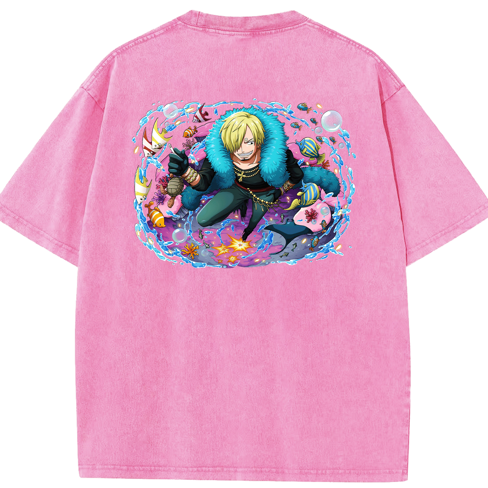 ワンピース サンジ ONE PIECE Sanji 綿100% ヴィンテージ風 半袖Tシャツ（背面プリント）